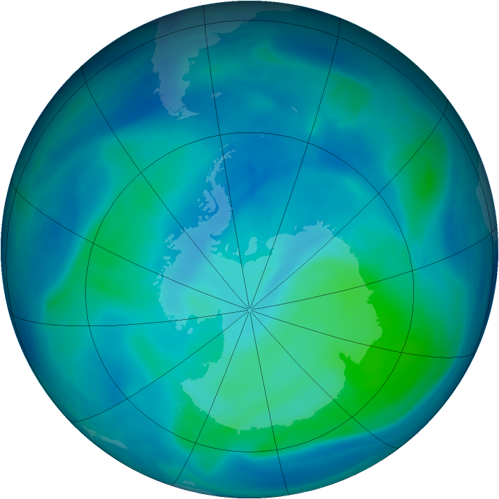 Antarctic ozone map for 24 February 2007